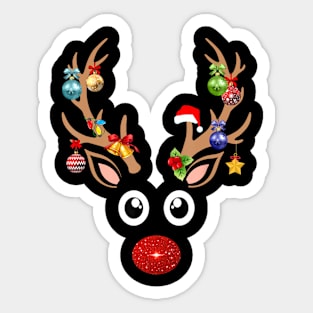 Christmas Rudolph Red Nose Reindeer Face Matching Xmas Sticker